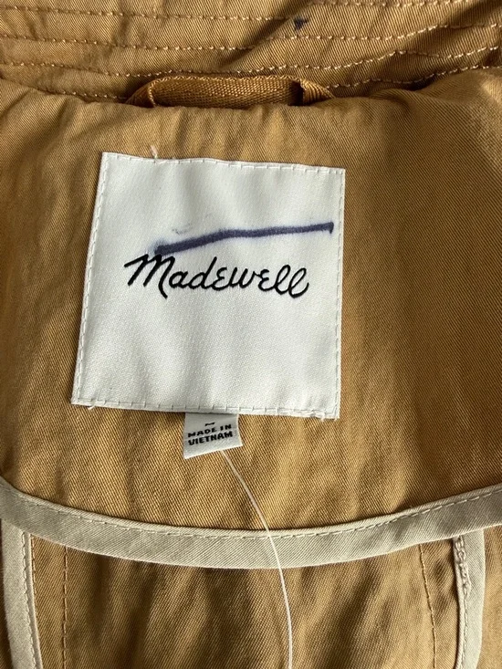 NWT Madewell Double-Breasted Crop Trench Coat in Dark Khaki - M Flaws - Picture 8 of 11